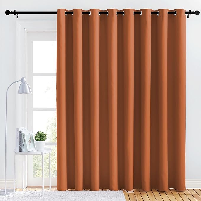NICETOWN Bedroom Blackout Curtain Panel - (120 inches by 90 inch, Burnt Orange, 1 PC) Energy Saving Thermal Insulated Grommet Blackout Drapery for Patio, Room Divider Curtain by NICETOWN