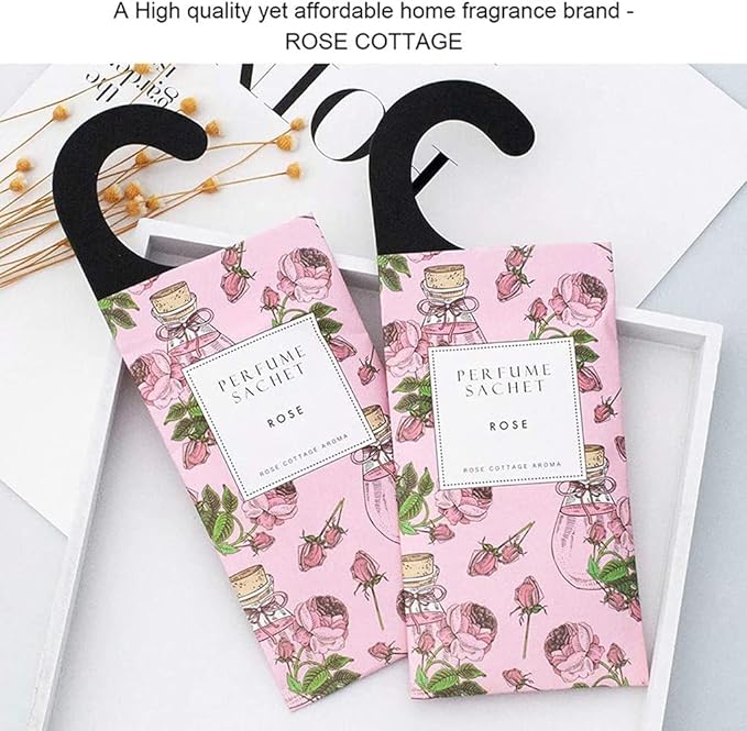 ROSE COTTAGE Large 12 Packs Rose Hanging Closet Deodorizer Air Freshener Long Lasting Scented Sachets Smell Goods for House - Image 8