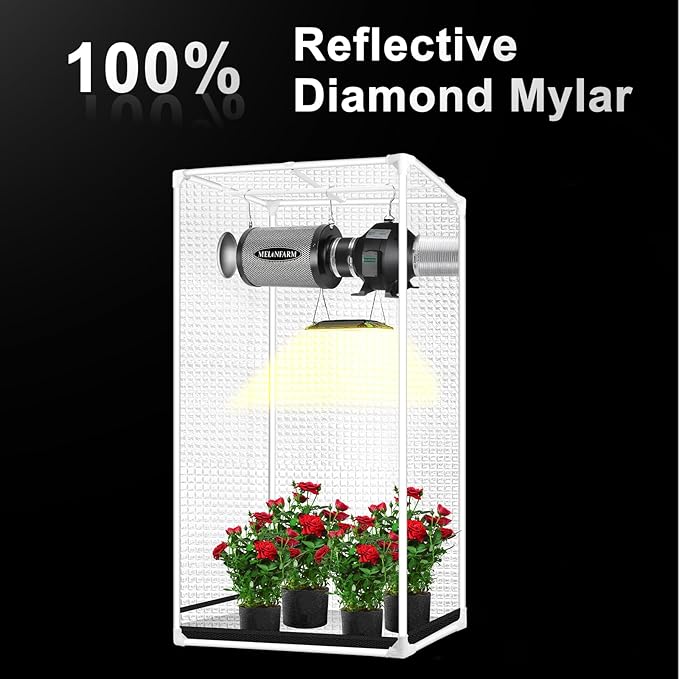 MELONFARM 2x2 Grow Tent, 24"x24"x48" Double Transparent Viewing Door Indoor Grow Tent, Growing Tent with High Reflective Mylar & Floor Tray, Plant Tent for Indoor Hydroponics Growing - Image 3
