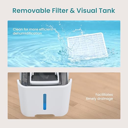NEWBULIG 80Pints Dehumidifier with Drain Hose, 5,500 Sq.Ft Dehumidifier for Basement, 1.32 Gallon Tank, Low 42dB, Smart Humidity Ring, Ideal Whole House Humidity Remover for Home, Bedroom & Bathroom - Image 5