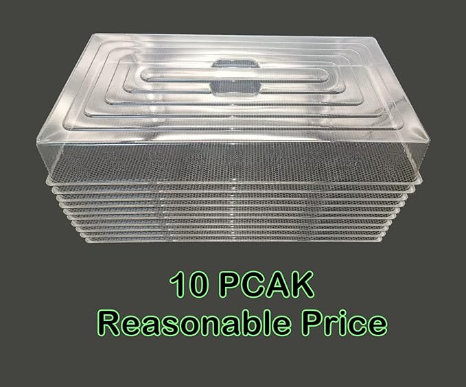 10 Pcs Humidity Dome, Plastic Clear Seed Starter Dome 1020 Tray Covers Humidifying and Insulating for Greenhouse Germination and Garden Growing (21.5"×11.5", 3.15" Height, 10-Pack) - Image 5