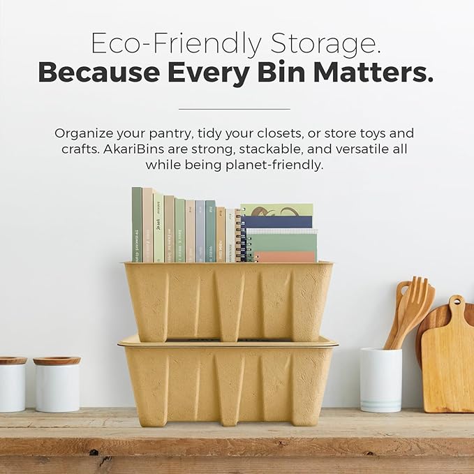 Durable Eco Storage Bins – 14.5 Qt - Plastic-Free - Stackable Boxes with Lids - Home Office, Toy Room, Art, Pantry Storage - Strong Fiber for Dry Use - 2-Pack (13.8 x 10.2 x 5.9 Inch) - Image 5