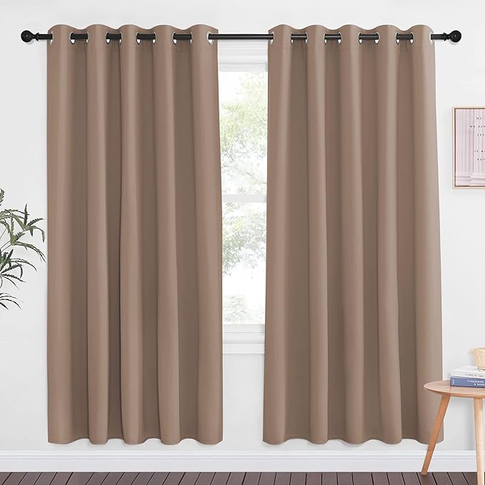 NICETOWN Blackout Doorway Curtain Drape 72 inch Long - Grommet Noise Reducing Thermal Insulated Solid Modern Window Treatments for Bedroom/Porch (1 Panel, 66 x 72 Inch, Cappuccino) by NICETOWN