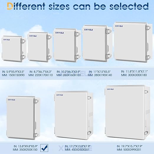 Waterproof Outdoor Project ABS Plastic Junction Box IP67 Weatherproof Dustproof Enclosure with Hinged Cover, Mounting Plate,Wall Brackets for Power Project (Grey,13.8"x9.8"x5.9") - Image 4
