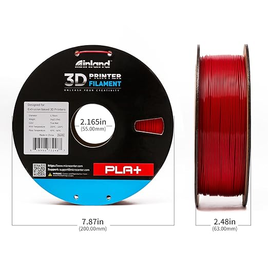 INLAND Micro Center PLA+ 3D Printing Filament 1.75mm - PLA Pro Dimensional Accuracy +/- 0.03 mm - 1kg Cardboard Spool (2.2 lbs) (1 Pack True Red, 1.75mm) - Image 4