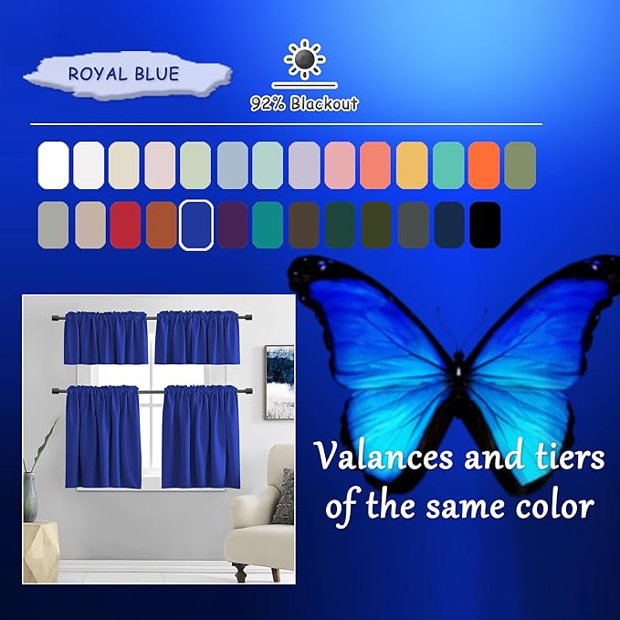 DONREN 2 Panels Royal Blue Blackout Curtain Panels for Bedroom - Thermal Insulated Solid Rod Pocket Curtains (52 x 96 Inches) - Image 3