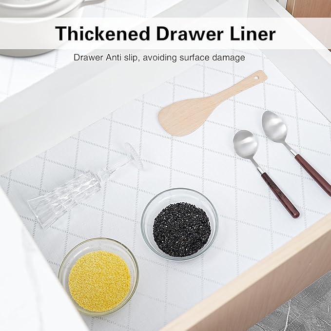 Shelf and Drawer Liner for Kitchen Cabinet,24 in x 30 FT Non-Adhesive Rhombus Cabinet Liners for Shelves Non-Slip Waterproof Kitchen Drawer Liners Contact Paper Shelf Paper with Knife and Tape Measure - Image 3