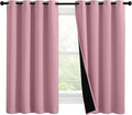 NICETOWN 100% Blackout Curtains with Black Liners, Thermal Insulated Full Blackout 2-Layer Lined Drapes, Noise Cancellation Window Draperies for Dining Room (Crystal Pink, 2 Panels, 55" W by 57" L) by NICETOWN