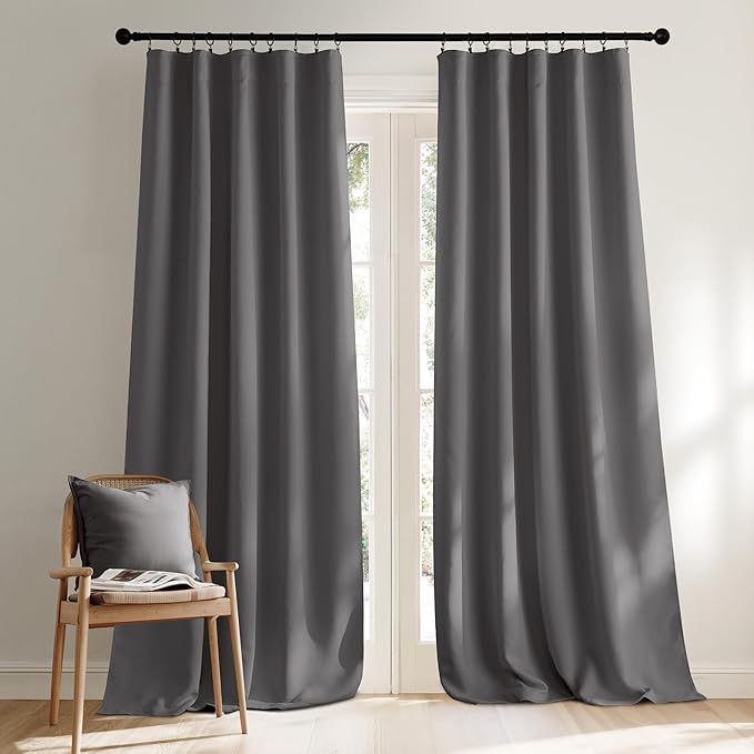 NICETOWN Bedroom Curtains Blackout Curtain Panels - (Gray Color) 52x95 Inch, 2 PCs, Insulating Energy Saving Solid Rod Pocket Blackout Drapes by NICETOWN