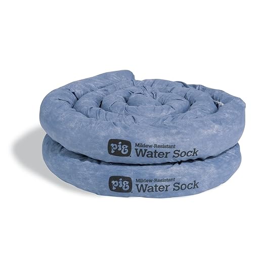 PIG Mildew-Resistant Absorbent Sock | Water Absorbing Snake | 3" W x 10' L | Absorbs up to 2.5 gal per Sock | 2 Count | PM50638 by NewPig