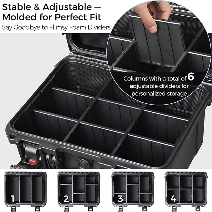 Graded & Trading Card Storage Box – PSA Slab Sports Card Case with 6 Adjustable Dividers, Fits BGS SGC CGC CSG Slabs, Toploaders & Magnetic Holders – Waterproof Hard Shell Organizer for Collectors - Image 2