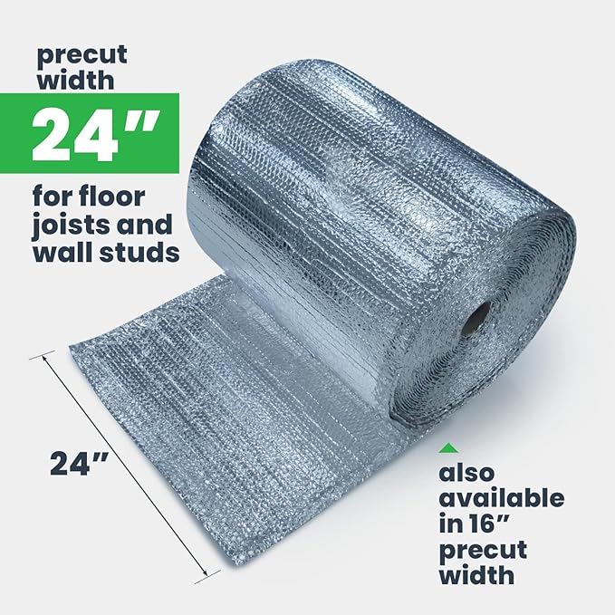 EcoFoil Floor Joist Insulation 24" x 125' (250 sq. ft.) - Double Bubble Reflective Foil for Floor and Wall Insulation - Reflects 96% Radiant Heat - Vapor Barrier to Keep Out Moisture - Image 2
