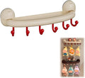 New Suction Cup Display Shelf and Hooks for Collectibles, Drill-Free, Heavy-Duty, 6 Hooks – for Bathroom, Kitchen, Entryway, Door Back, Key Storage and Blind Box Display (1pc, Cream Yellow) by Unknown