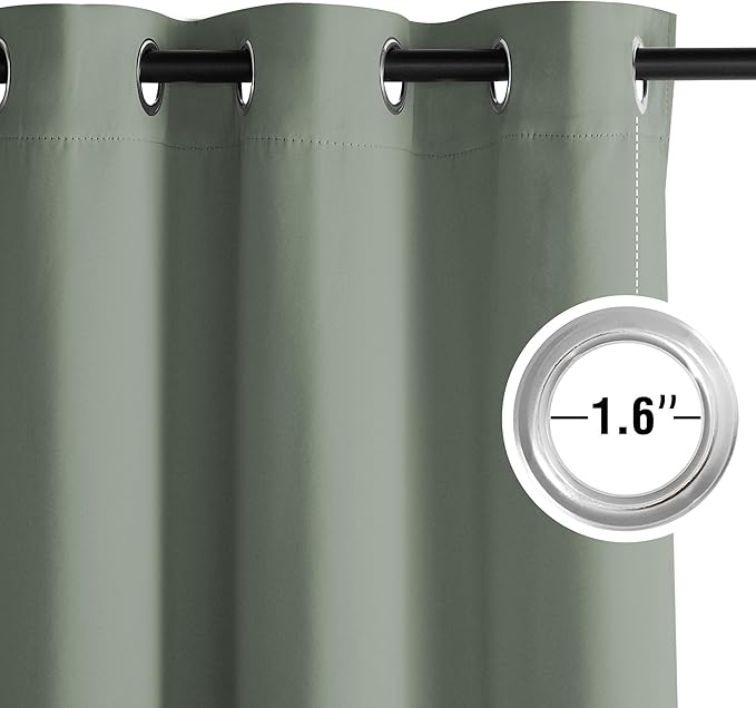 NICETOWN Room Darkening Draperies Curtains Panels, 2 Panels Sage Green W52 x L102 - Image 4