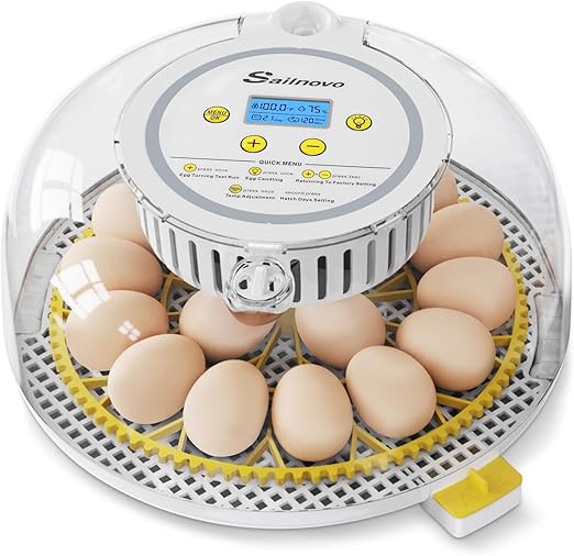 Sailnovo 18 Egg Incubator for Hatching Eggs with Automatic Egg Turning and Humidty Display, Temperature Control,360° Clear View, Egg Incubator for Hatching Chickens,Ideal for Farm,School and Lab by Sailnovo