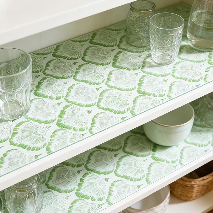 Drawer and Shelf Liner - Green Banana Leaf Pattern,Non Adhesive Non Slip Waterproof Easy-Clean Liner for Kitchen Cabinet, Refrigerator, Bathroom, Pantry Storage Drawers, 17 in x 20 Ft. - Image 5