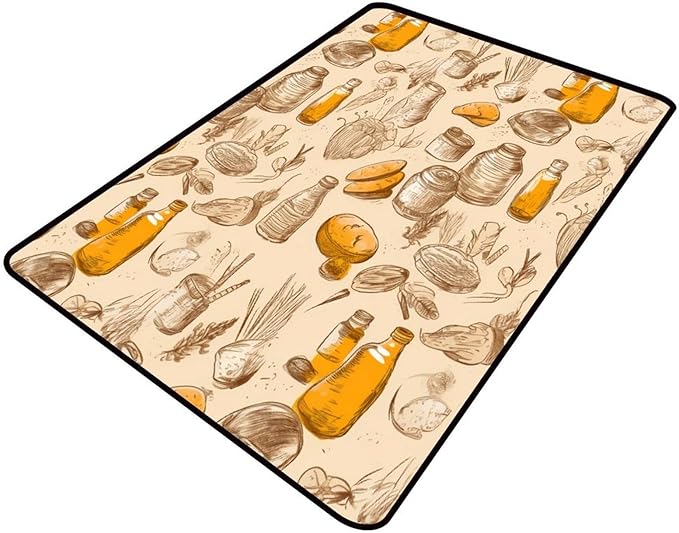 Runner Cartoon Food Collection - Printed Patterns, Anti-Slip Backing Area Rugs, Stain Resistant, Washable Accent Rugs, Non Shedding Floor Carpet for Living Room Bedroom, 78 x 96 Inch by Snarena