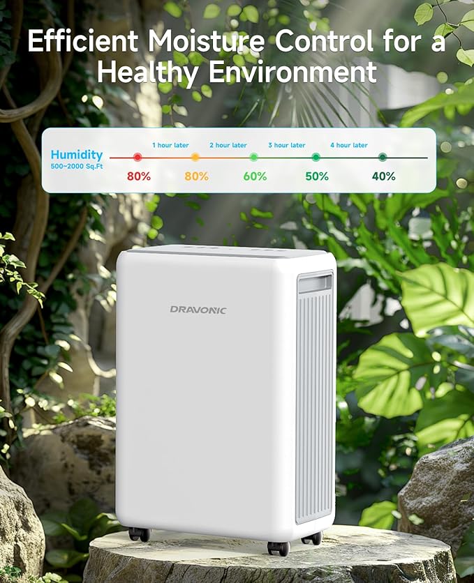 30 Pints Dehumidifier for Basement and Home, Quiet 3-Mode Operation with Continuous Drain Hose, 0.4 Gal Tank, Auto Defrost and 24H Timer for Bedrooms and Bathrooms (White, 30 Pints) - Image 7