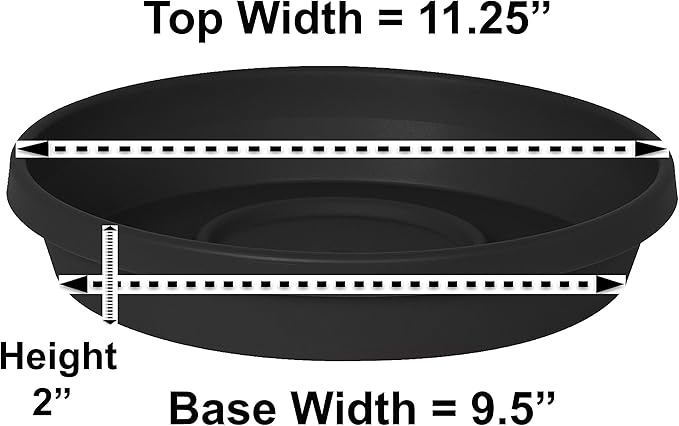 Bloem Terra Resin Saucer Tray: 9.25" Bottom Width - Black - Matte, Durable, Ribbed Bottom, Indoor and Outdoor, Fits 12" Terra Pots - Image 2
