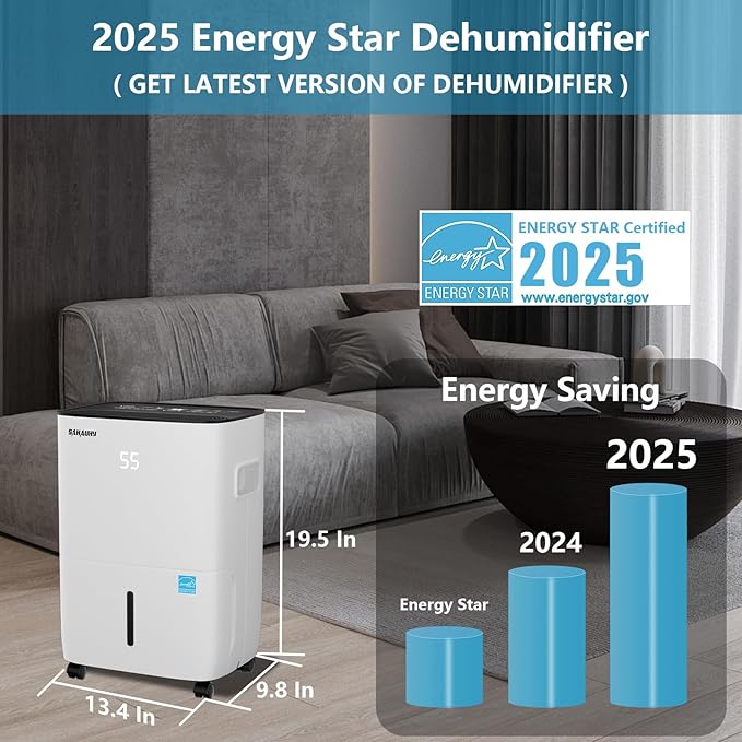 SAHAUHY 120 Pints ENERGY STAR Dehumidifier for Home Bedroom Garage Basement Stockroom and Large Room Spaces up to 6,200 Sq. Ft with Drain Hose and Water Tank - Image 2