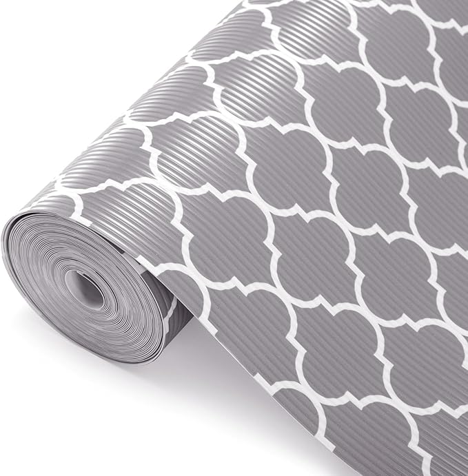Glotoch Shelf Liner for Kitchen Cabinets Non Adhesive, 12" x20FT(240 Inch) Non Slip Drawer Liners, Waterproof Shelf Paper Closet Liners for Refrigerator Gray by GlotochExpress