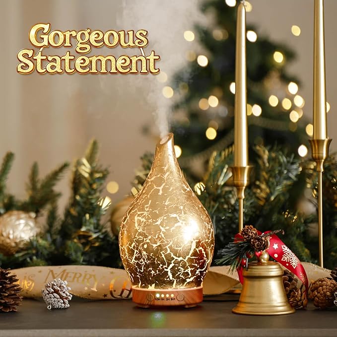 Porseme Essential Oil Diffuser Glass Aromatherapy Ultrasonic Humidifier, Air Refresh Auto Shut-Off, Timer Setting, BPA Free for Home Hotel Yoga Leisure SPA Gift 150ml Last 6H - Image 4