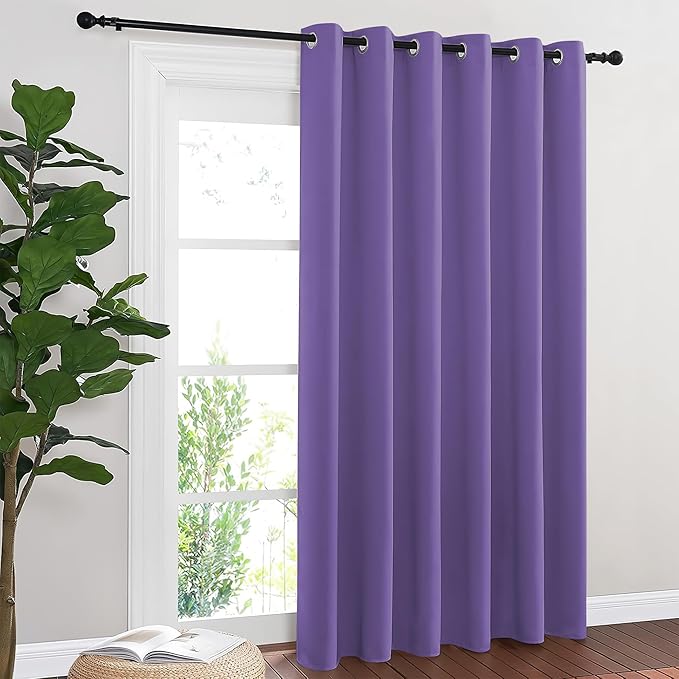 NICETOWN Blackout Sliding Door Curtains 84 Inch Length, Extra Wide Room Divider Grommet Energy Saving Thermal Insulated Curtain for Patio Door Window(W80 x L84, 1 Panel, Lilac Purple) by NICETOWN