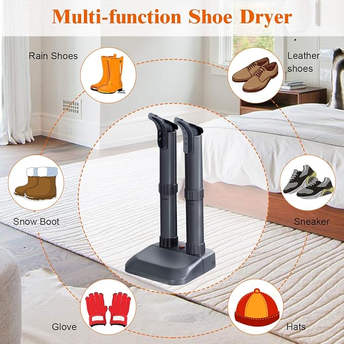 COSTWAY Boot Dryer, Electric Shoe Dryer and Warmer with Heat Blower, Fast Drying, Overheat Protection, Easy to Assemble, Shoe Dryer for Work Boots, Shoes, Gloves and Socks (2-Shoe) - Image 2