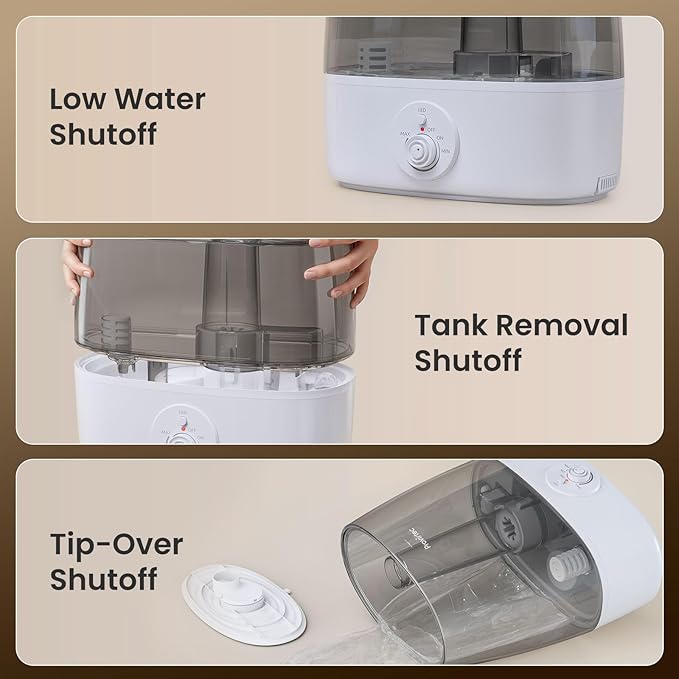 6.5L Stay Clean Tank Humidifier for Large Room, Low Maintenance, Top Fill Design, Ultra Quiet 65H Runtime, Cool Mist Ultrasonic for Bedroom, Home, Plants HC12 - Image 8