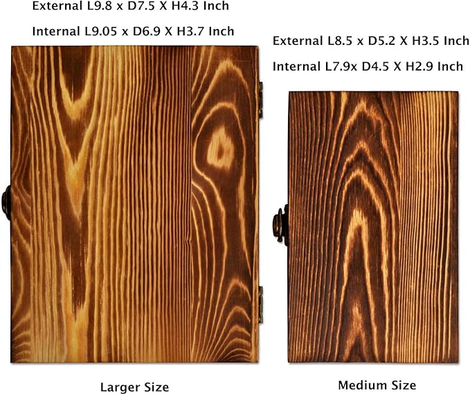 Wood Boxes Wooden Storage Box Treasure Chest Memory Hobby Preservation Rustic Decorative Archival Organizer with Latch Lock for Jewelry Keepsake Gadget Trinkets Letter Cash Tea Photo 2 Pack - Image 3