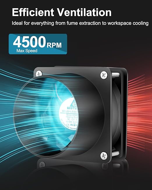 GDSTIME 3 Inch Solder Fume Smoke Extractor Fan with Speed Controller, 80mm Small Axial Exhaust 12V Computer Fan with 110V 120V AC Plug for Soldering, 3D Printer Enclosure, DIY Workstation - Image 5