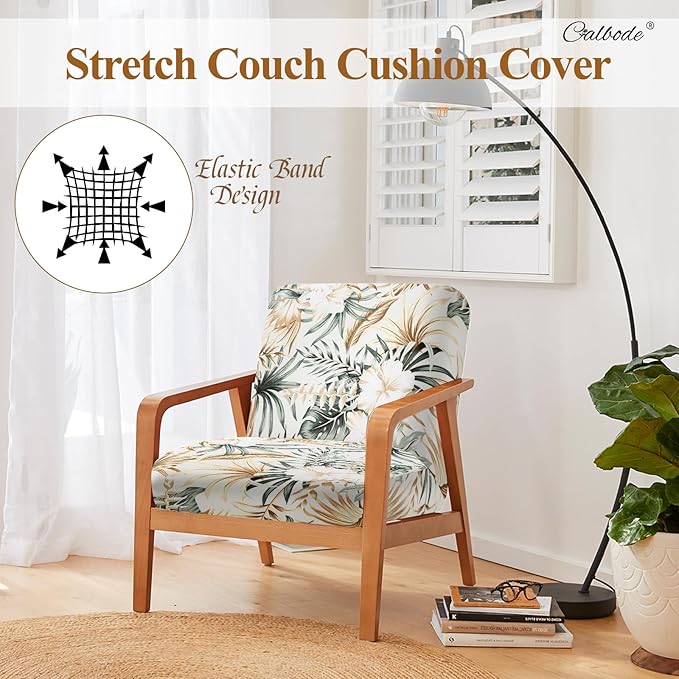 12Pcs Stretch Patio Cushion Cover, Tropical Floral and Leaf Pattern Sofa Covers for Patio Furniture Cushions Washable Reusable Couch Covers Replacement for All Season(Cover Only) - Image 4