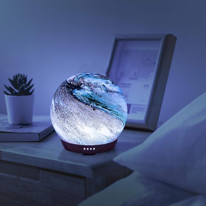 Moon Essential Oil Diffuser, Glass Cool Mist Humidifier with 4 Timer,7 LED Colors and Waterless Auto Shut-Off Settings for Baby Home Office (250ml) - Image 4