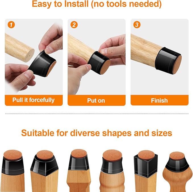 24Pcs Black Silicone Chair Leg Floor Protectors,Floor Protectors for Chairs,Rubber Chair Leg Protectors for Hardwood Floors,Chair Leg Caps Chair Leg Covers for Wooden Floors(Black, XSmall) - Image 6