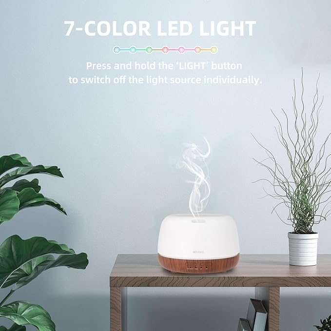 300ML Essential Oil Diffuser, Mini Aromatherapy Diffuser with Remote Control, 7 Color Changing LED Light, 4 Timer for Bedroom, Room, Office - Image 7
