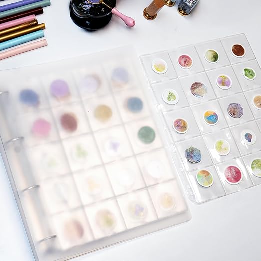Nuvretk Wax Seal Storage Binder – Holds 200 Wax Seals, Stamps, Coins, or Cards with 10 PVC Pocket Sheets, 4-Ring Album for Crafts and Collectors - Image 2