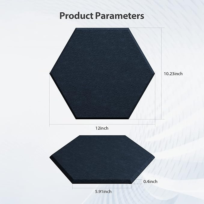 12 Pack Acoustic Panels Self Adhesive Sound Proof Foam, High Density Sound Acoustic Panel, 12X10.23X0.4 Inch Hexagon Panels in Home, Office, Reccording Room, Studio,and more(Dark Blue) - Image 6