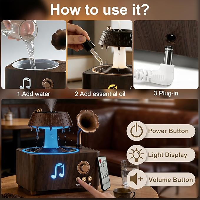Morbou Raindrop Aroma Diffuser Room Humidifier with White Noise, 7-Color Air Mist Essential Oil Diffuser Sleep Sounds Aroma Rain Drop, with Remote Control Extra 2 Essential Oils - Image 7