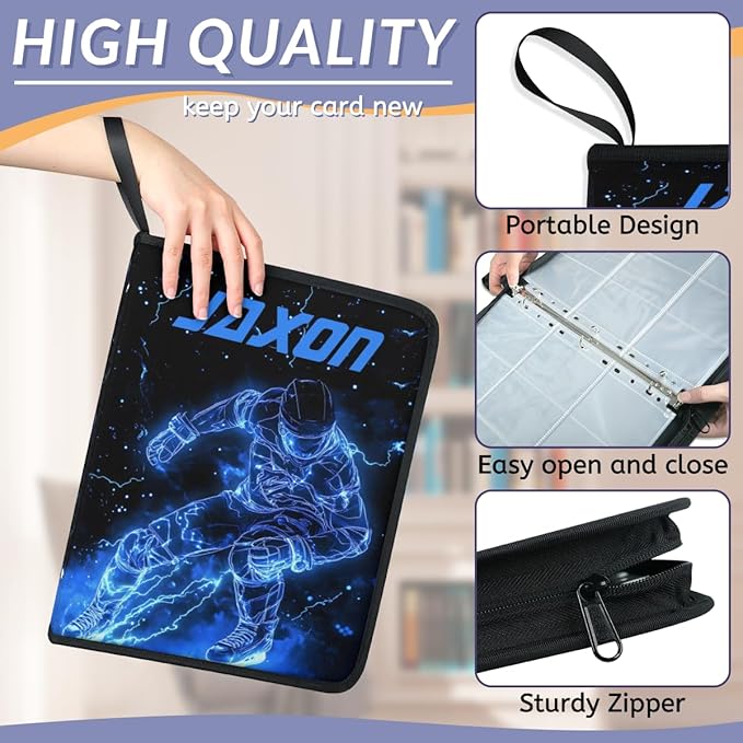 Custom Name Football Card Binder, Personalized Rugby 9 Pocket Trading Card Holder Binder Collector Storage Album for TCG, MTG, Sports Cards - Image 5