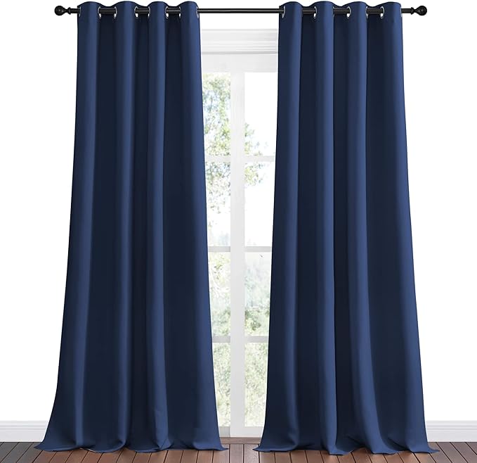 NICETOWN Navy Blackout Curtains 120" Long for Living Room, 55" W, Set of 2, Thermal Insulated Window Treatment Light Reducing Room Darkening Drapes for Boys Kids Bedroom, Classroom, Apartment - Image 2
