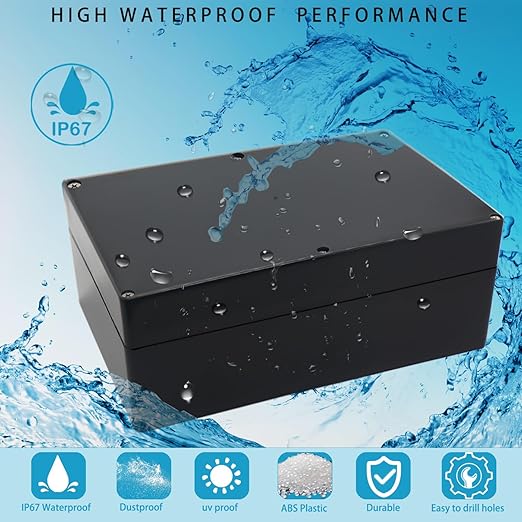Watertight Junction Box, IP67 Waterproof Project Box Durable ABS Plastic Electronic Enclosure Case for DIY Electrical Project Black 11.42" x 8.27" x 3.94"(290 x 210 x 100 mm) - Image 7