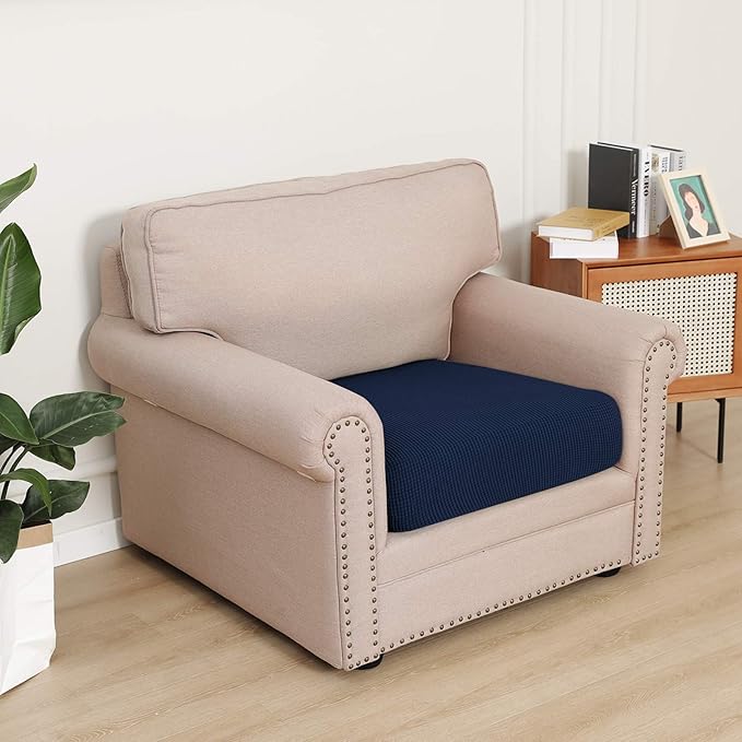 Easy-Going Stretch Chair Cushion Cover Sofa Cushion Furniture Protector Sofa Seat Sofa Slipcover Sofa Cover Soft Flexibility with Elastic Bottom(Chair Cushion, Navy) - Image 2