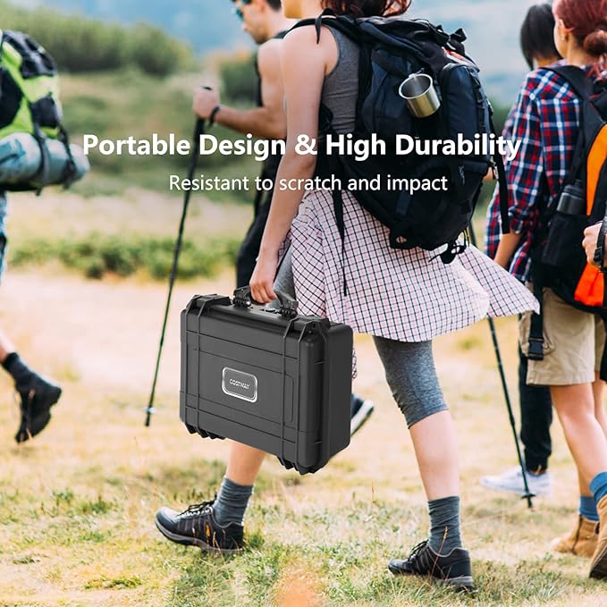 COSTWAY Waterproof Hard Case, 18.5-Inch Multi-Purpose Small Camera Dry Box with DIY Customizable Foam Insert, IP66 Rated Dustproof Shockproof, Portable Protective Case for Electronics, Drones, Black - Image 3