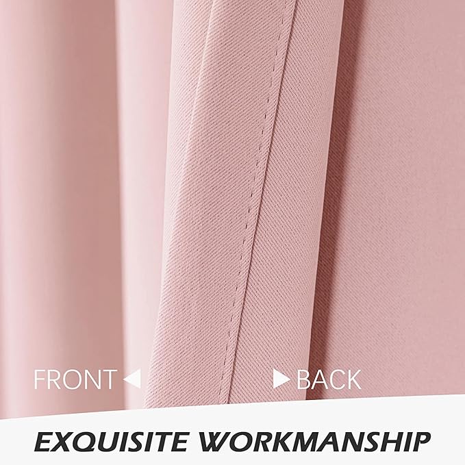 MYSKY HOME Pink Curtains for Living Room, 63 Inch Long Grommet Room Darkening Curtain for Girls Bedroom, Amazing Triple Weave Thermal Insulated Blackout Curtain, 1 Curtain Panel, 42 x 63 Inch, Pink - Image 6