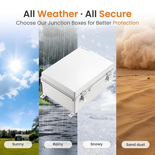 QILIPSU Waterproof Junction Box IP67 Outdoor Plastic Electrical Project Enclosure Weatherproof with Inner Door, Mounting Plate, Wall Brackets, Hinged Grey Cover 14.6"x10.6"x5.9" -D - Image 7