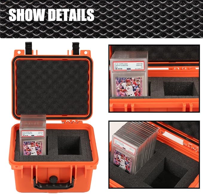 G-PLUS Graded Card Storage Box Compatible with BGS PSA SGC FGS Weatherproof Graded Sports Trading Cards(Small, Orange) - Image 8