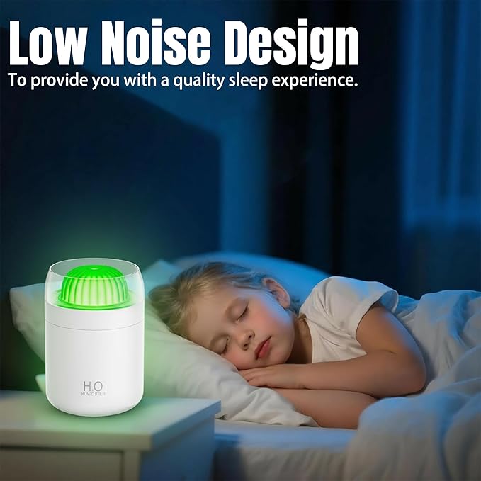 Cactus Mini Humidifier - 500ml USB Powered Portable Small Desktop Air with 2 Cool Mist Modes, 7 Color Light Whisper-Quiet Operation for Office Home Bedroom Nursery Yoga Car Travel - Image 5
