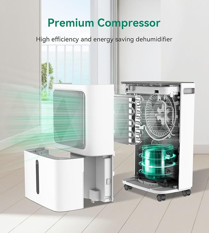 2500 Sq.Ft Dehumidifier for Basement with Drain Hose Max 34 Pints, Dehumidifiers for Home,Bathroom,Large Room, Bedroom, Three Modes, Intelligent Humidity Control, Dry Clothes, 24HR Timer - Image 6