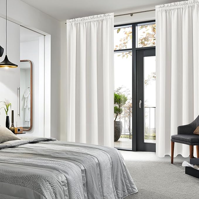 DWCN Blackout Curtains Thermal Insulated, Energy Saving & Noise Reducing Bedroom and Living Room Curtains, Ivory, W 52x L 95 Inch, Set of 2 Rod Pocket Curtain Panels - Image 2