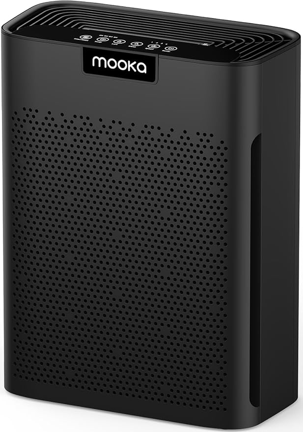 Air Purifiers for Home Large Room 2200 Ft² with Washable Filters, MOOKA H13 HEPA Air Purifier for Home Pets Bedroom with Fragrance, Air Cleaner for Smoke Dust Pollen Pets Hair Odor, KJ190 Black by MOOKA